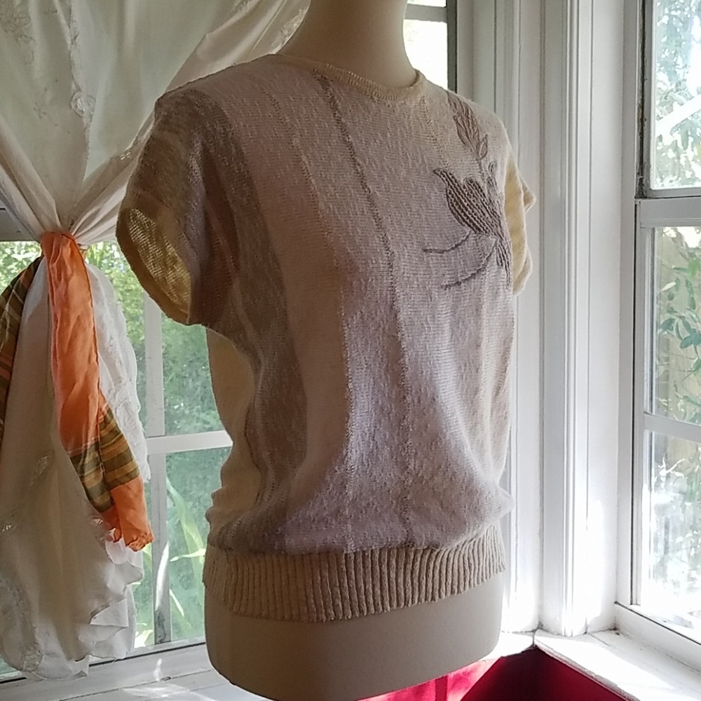 Vintage 80s sweater top, cut out applique